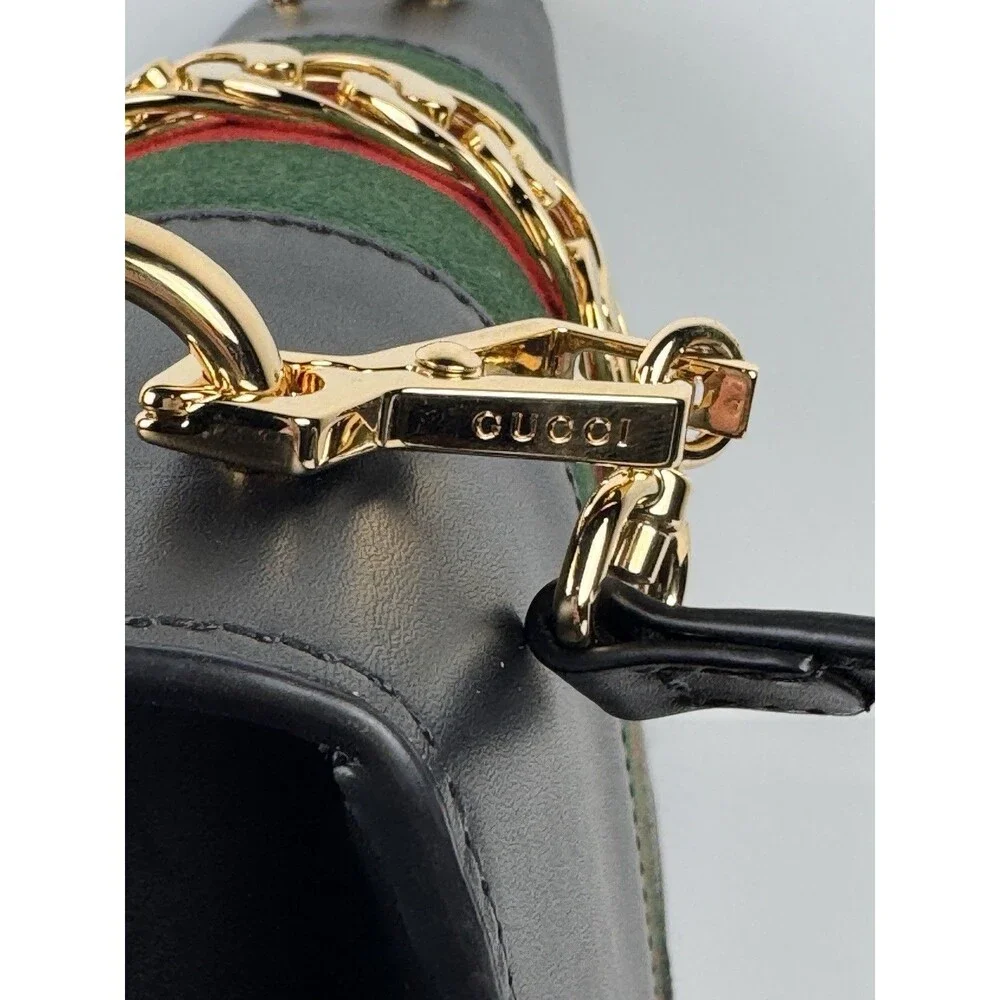 Gucci Sylvie Web Black Leather Shoulder Bag with dust bag & COA authenticated - Picture 7 of 16